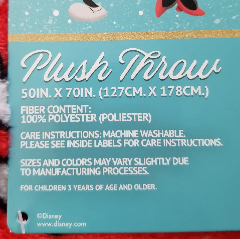 Disney Mickey Mouse Santa Candy Cane Red Christmas Plush Throw Blanket 50x70 NWT